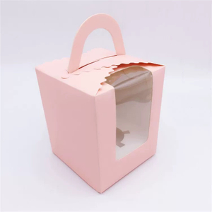 Custom Cardboard Pink Cake Box with Handle